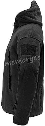 Memoryee Chaqueta para Hombre Militar al Aire Libre de Lana Polar Sudaderas Táctica a Prueba de Viento/Black/L