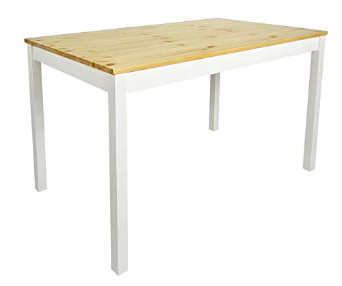 Merkell Conjunto Mesa de Pino y 4 sillas de Madera a la Sala de Estar, Comedor White Pine