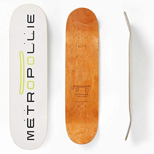 Metropollie Tabla de Skate Blanca, Skate para Niños Niñas Adolescentes Adultos Principiantes, Tabla de 7 Capas 100% Madera de Arce Canadiense Hard Rock