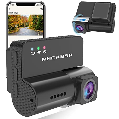 Mini Dash CAM WiFi, 1080P Cámara de Coche Grabadora DVR Lente giratoria de 330 ° Grabación en Bucle de Sensor G, Monitor de estacionamiento, Detección de Movimiento, Soporte 128G