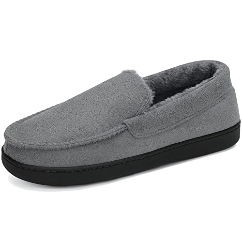 Mishansha Hombre Antideslizante Pantuflas Alta Densidad Espuma de Memoria Zapatillas Cálido Zapatos de Felpa Gris 40 EU