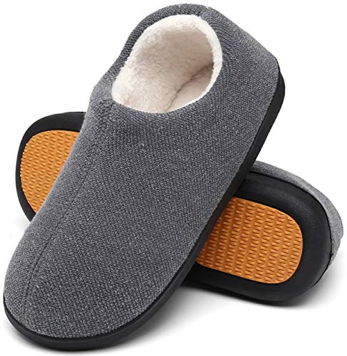 Mishansha Zapatillas de Casa Invierno Hombre Pantuflas Antideslizante Zapatos Espuma Viscoelástica con Cálido Forrado Gris Gr.42