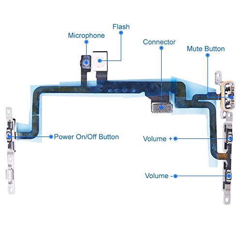 MMOBIEL Botón de Encendido/Control de Volumen Compatible con iPhone 7 Plus 2016 - Power On Off Button Cable Flex - Incl. Mute Switch, Micrófono, Flash y Destornilladores