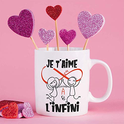 Mugffins Mug/Tasse Saint Valentin (Je t'aime) - Je t'aime à l'infini - Idées Cadeaux Romantique pour Amoureux/Petits Amis/Copains