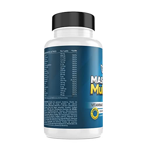 Multivitaminas y minerales| Vitaminas para el cansancio | Vitaminas A, B, C, D y E + Hierro + Magnesio | Multivitamínico| Ayuda a tus defensas | Mayor Energía y Vitalidad| 60 cápsulas