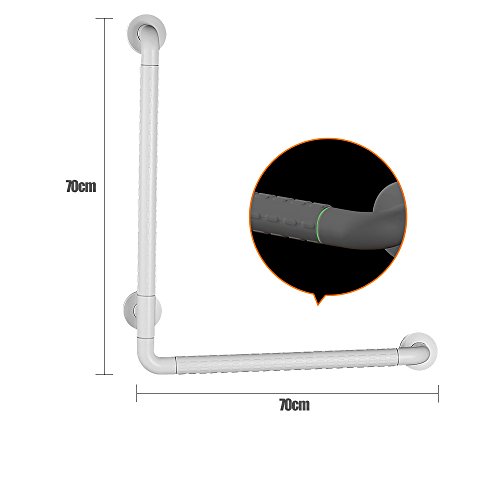 NAN Apoyabrazos& L Tipo Acero Inoxidable Antideslizante Barrera Barandilla de Baño Barandilla Incapacitados Para Personas Mayores Caja Fuerte Sólido y sólido ( Color : Blanco , Tamaño : 60*40cm )