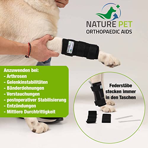 NATURE PET Vendaje Premium para la articulación carpometacarpiana de Perros/Vendaje para la articulación carpiana de Perros/Vendaje para Las extremidades Delanteras - Gris - XL