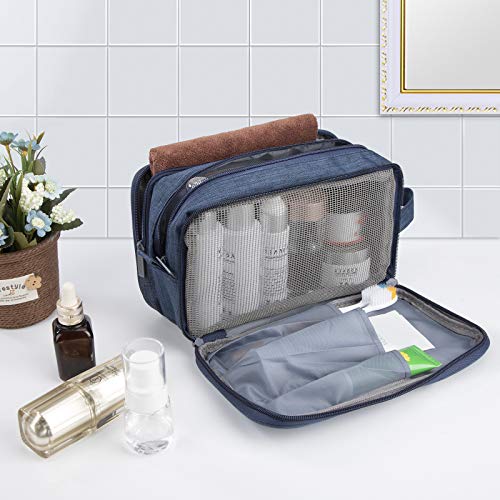 Neceser Hombre Kulturbeutel, Kit de Afeitado Dopp Impermeable Bolsa de Aseo Viaje, Grande Organizador de Maquillaje Lona Bolsa de Cosméticos Estuche Bolsillos con Múltiples Bolsillos