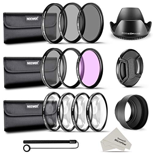 Neewer Filtro de Camára Lente 58mm Completo Kit Accesorios para CANON EOS REBEL 700D 650D 600D 550D 500D 450D 400D 350D 100D (T5i T4i T3i T2i T1i XSi XTi XT SL1)