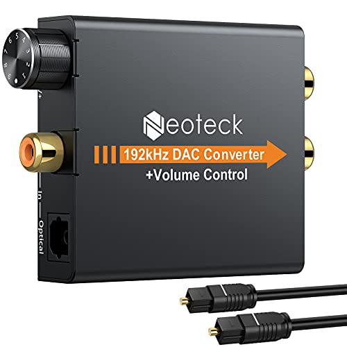 Neoteck Convertidor Digital a Analágico Óptico a RCA Coaxial Óptico Toslink Señal a Adaptador de Audio Analágico RCA Aleación de Aluminio Salida de Jack de 3,5 mm para HDTV Blu Ray DVD Sky HD PS3