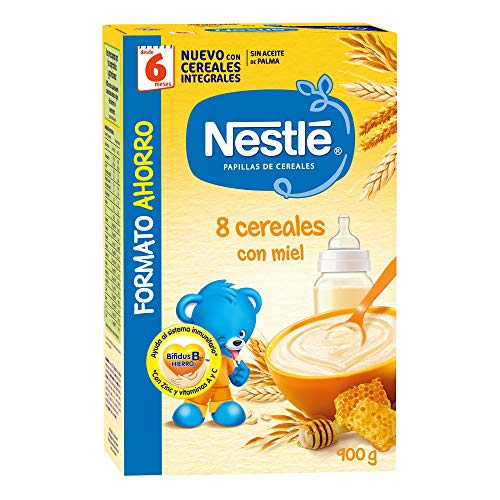 Nestlé Papillas 8 Cereales con Miel, 6+ Meses, 900g