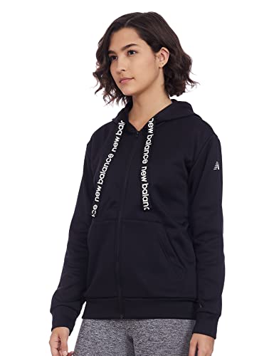 New Balance Women's Relentless Train Fleece Full Zip, Black , X-Small