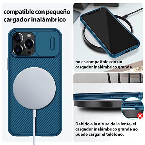 Nillkin Magnética Funda para iPhone 13 Pro MAX [Protección de cámara] Compatible con el Cargador Magsafe Funda Protectora Resistente a Golpes y rayones para iPhone 13 Pro MAX 6.7 Pulgadas 2021 (Azul)