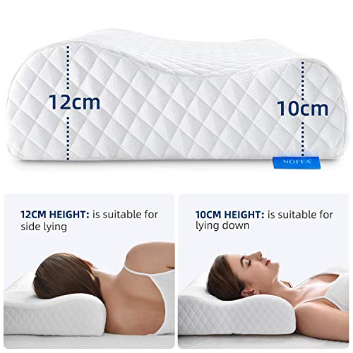 NOFFA Almohada Cervical Ergonómica Suave, Almohada de Espuma Similar al Látex, Almohada de Contorno de Sueño Profundo Para Soporte de Cuello 60x38 cm