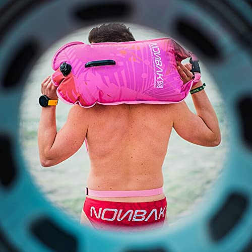 Nonbak boya de natación para Aguas Abiertas con Bolsa estanca. Multifuncional. Swim Buoy. Visibilidad y Seguridad al Nadar. Bolsa Seca. Beach Bag. Capacidad 28L. (Pink)