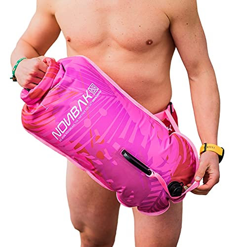 Nonbak boya de natación para Aguas Abiertas con Bolsa estanca. Multifuncional. Swim Buoy. Visibilidad y Seguridad al Nadar. Bolsa Seca. Beach Bag. Capacidad 28L. (Pink)