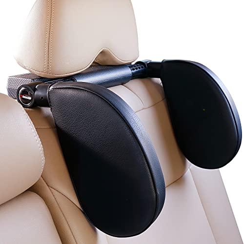 Oasser Reposacabezas Coche，Reposacabezas Coche para Niño, Negro Ajustable Reposa cabezas Coche, Almohada de cuello para Adultos CA1 Negro y Beige (negro)