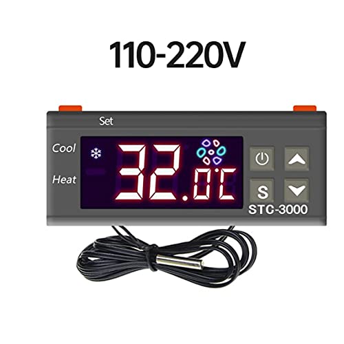 Obelunrp Controlador de Temperatura Digital STC-3000 TERMOSTAT para HIGA DE FERMAMENTO Freezer Tanques de Agua 110-220V Herramienta de Mango portátil