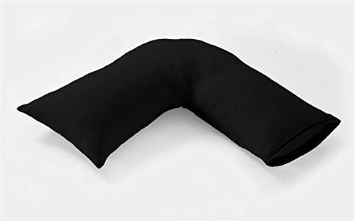 Olivia Rocco - Funda de Almohada ortopédica en Forma de V para Lactancia y Embarazo, Mezcla de algodón, Negro, V Pillow Case