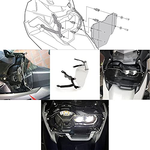 one by Camamoto cod 77280321 Funda, Protector de Faro Compatible para BMW 1200 GS R1200GS Adventure 2014-2020 R 1250 GS R1250GS ADV 2018-2020 (Transparente)