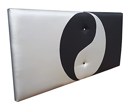 ONEK-DECCO Cabecero de Cama Mod.Ying Yang tapizado en Polipiel, Acolchado de Espuma Varias Medidas y Colores, Cabezal Niños, Juvenil y Cama Matrimonio (70 cm. Alto). (Blanco-Fucsia, 90x70)