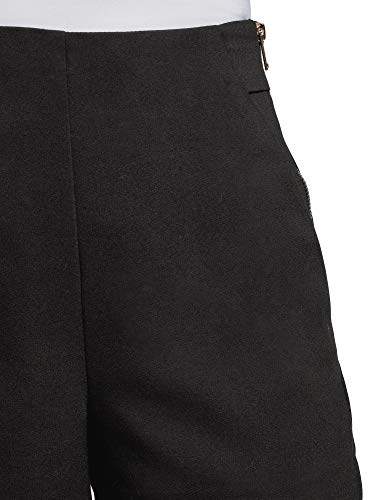 oodji Ultra Mujer Pantalones Cortos de Forma de Trapecio con Cremallera en el Lateral, Negro, XS