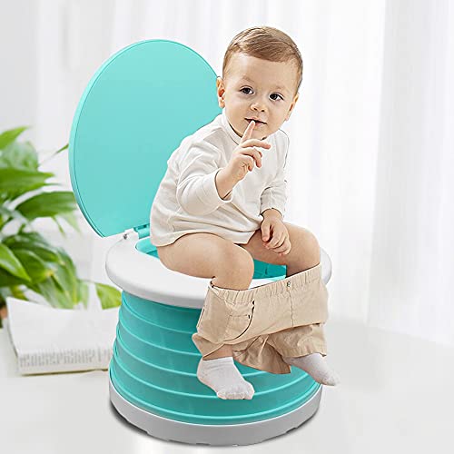 Orinal de Viaje para Bebés, Inodoro Plegable para Bebés, Asiento de Inodoro Portátil Bebé, Plástico ABS Ecológico, Viajes al Aire Libre o Entrenamiento para Ir al Baño - verde