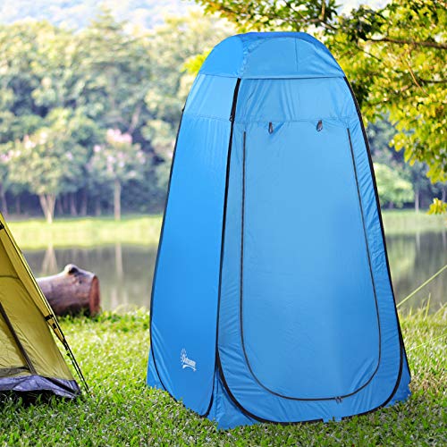 Outsunny Carpa Vestidor Plegable Tienda para Ducha Portátil con Funda para Playa y Montaña 120x120x190 cm Azul