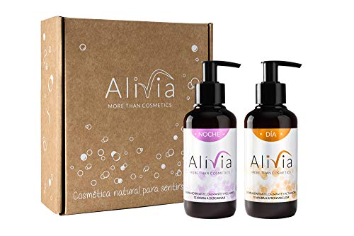 Pack ALIVIA Día y Noche. Crema hidratante corporal multifuncional: Hidratación, alivio del dolor muscular y articular, más efecto energizante o relajante. Cosmética natural para sentirse bien (400 ml)