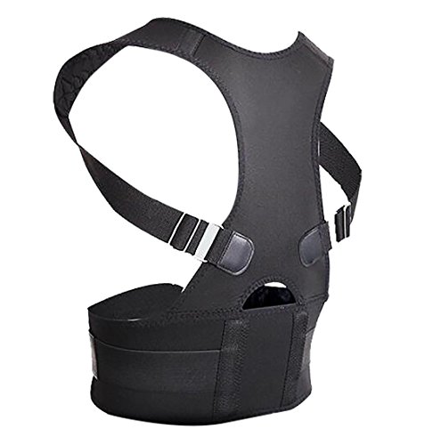 Panegy - Corrector de Postura para Hombre Mujer Chaleco Postural Espalda Hombro Faja Lumbar Transpirable Ajustable para Casa Oficina Deporte - Negro - M