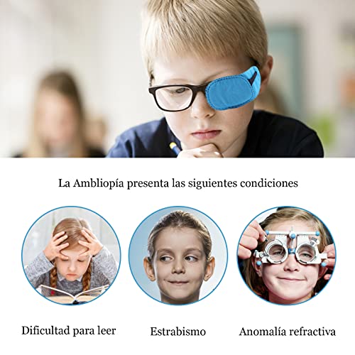 Parches Para Gafas Niños, IFUDE 3 Piezas Parches Ojos Niños, Gafas Niños Parches Parche Ojo Adulto Mejorar la Ambliopía, el Ojo Vago o el Estrabismo