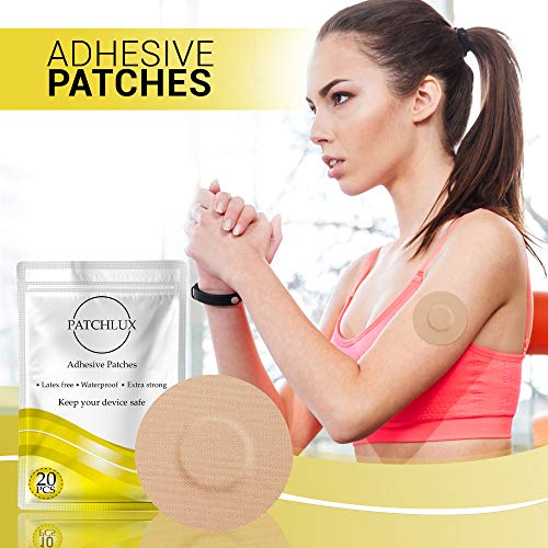 Patchlux - Parches adhesivos impermeables para protección de sensor CGM | Compatible con Freestyle Libre, Medtronic Guardian, Enlite | Color Beige | Sin agujeros | 20 piezas CGM tiritas