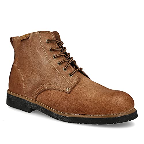 PAYMA - Botas Rústicas Hombre de Piel tipo Chukka. Zapato Botín Safari Pisamierdas de Cuero Casual Trabajo, Campo y Jardinería. Cierre Cordones. Suela de Goma. Color: Bota Cuero, Talla: EU 40