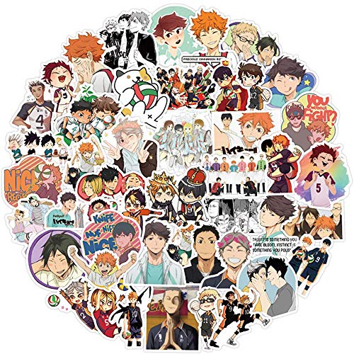 Pegatinas de anime Haikyuu, 100 unidades, vinilo al azar para MacBook, ordenador portátil, monopatín, guitarra, equipaje, botella de agua, bicicleta y más