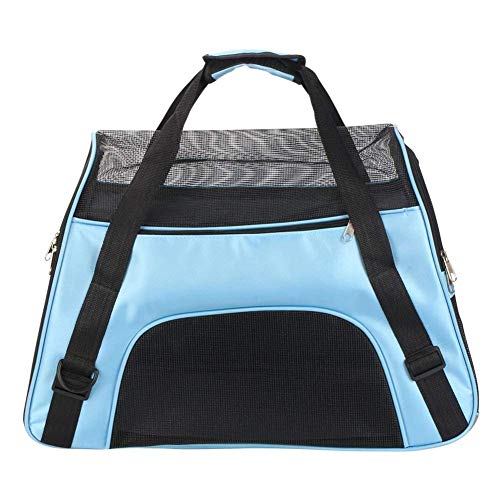 Perro Bolsa Viaje Gatos Transportin: Macallen Bolso de Coche Transporte de Malla de Tela para Mascotas de Grande - Llevar de Gato Perros Jaula de Carga Plegable con Correa para Conejos Cachorros Azul