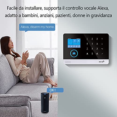 PGST Alarmas para casa 2G+GSM+WIFI, pantalla LCD inteligente sistema de alarma de seguridad para el hogar, fácil de controlar e instalación.