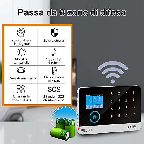 PGST Alarmas para casa 2G+GSM+WIFI, pantalla LCD inteligente sistema de alarma de seguridad para el hogar, fácil de controlar e instalación.