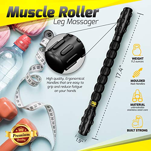 Physix Gear Sport Rodillo masaje muscular para nudos y puntos gatillo, el mejor rodillo masajeador espalda, piernas y gemelos, rulo masaje muscular para liberación miofascial y rehabilitación, negro