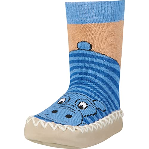 Playshoes Zapatillas con Suela Antideslizante Hippopotamus, Pantuflas Unisex niños, Azul Blau 7, 27/30 EU