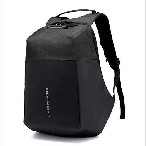 PMWLKJ Anti-Robo USB Carga Contraseña Contraseña Mochila Portátil Hombro Bolso De Moda Bolsa Bolsa L Negro