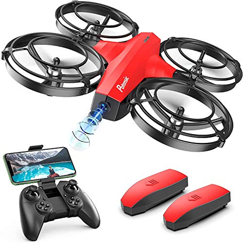 Potensic Drone con Cámara HD, Mini Drone para Niños Adolescentes y Principiantes, Modo de Batalla Control de Gestos Modo Órbita Flip 3D, Modo sin Cabeza Quadcopter Helicóptero WiFi 5.0G (P7-Rojo)