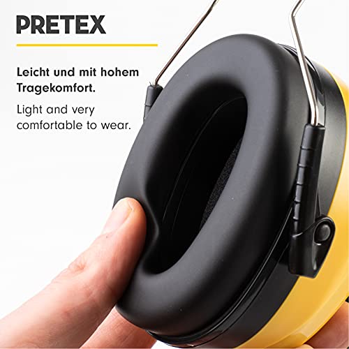 PRETEX - Protectores Auditivos para Niveles de Sonido SNR 31 dB - Orejeras de Protección Auditiva - Auriculares Profesionales Contra Ruido - Cascos de Oído Antiruido - Diadema de Tamaño Universal