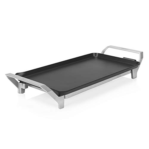 Princess 103100 Table Chef Premium, 23 x 43 cm, Plancha para cocinar sin aceite de aluminio fundido con revestimiento antiadherente, Grandes asas frías al tacto, Termostato regulable, 2000 W