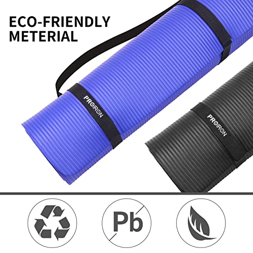 PROIRON Esterilla Yoga Extra Grueso 15mm, Esterilla Pilates Antideslizante, Colchoneta de Yoga Fitness, Esterilla Deporte ideal para Yoga, Pilates y Gimnasia - Ecológica con Cinta para Transporte