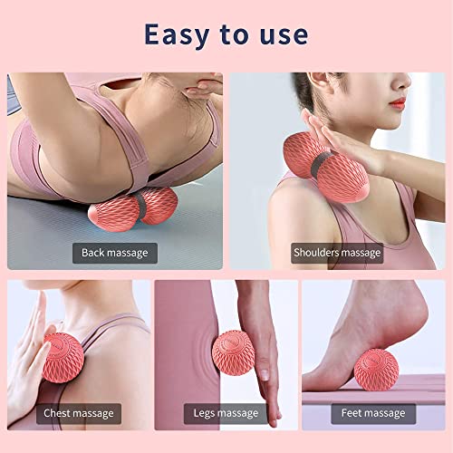 PROIRON Pelota Masaje Set de 2,Bola de Lacrosse,Masajeador Cellulitis para Aliviar Dolor de Fascitis Plantar, Masajeador Anticelulítico(Rosa)