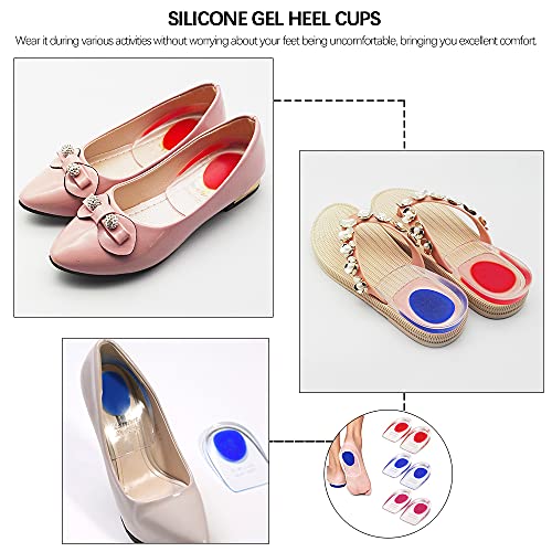 PUDSIRN 3 pares de copas de gel de silicona para el talón, para dolor de talón, espolones óseos, insertos de silicona transparentes para zapatos para mujeres y hombres (grande)