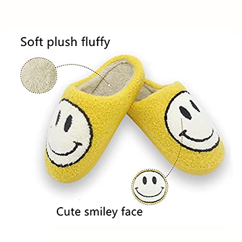 QAZW Pantuflas Smiley Face,Lindas Pantuflas Smiley Face,Zapatillas De Cara Feliz,Zapatillas De Interior,Pantuflas De Piel Mullidas Zapatillas Cálidas con Cara Sonriente De Mujer,3White-37/38 EU