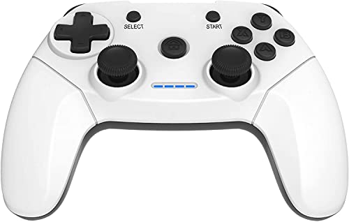 RCCBOOST Mando PC Inalámbrico, PS3 Mando 2.4g PC Game Mando Gamepad Joystick con Dual Shock Recargable para PS3 y PC Windows 10 XP 7 8 Smart TV/ TV Box (Blanco)