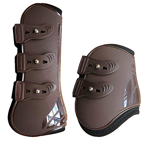 Rehomy Botas de Pierna Trasera Delantera de Caballo Protector de Guardia de Pierna de Caballo Ajustable para Protección de Tendón Ecuestre 4 Unids/Lote