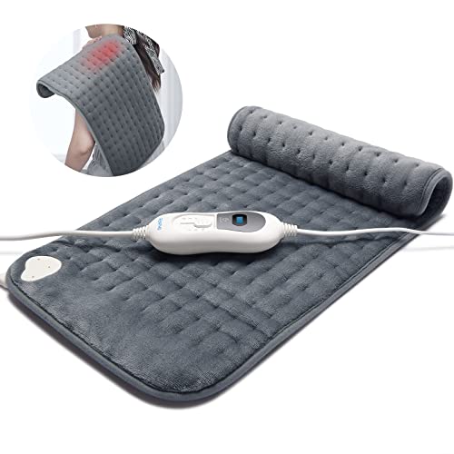 RENPHO Gris Manta Eléctrica Lumbar, Almohadilla Térmica Ajuste de Temperatura de 3 Niveles, Apagado Automático en 90 min, material de franela lavable, 60×30cm Puede Aliviar el Dolor Corporal